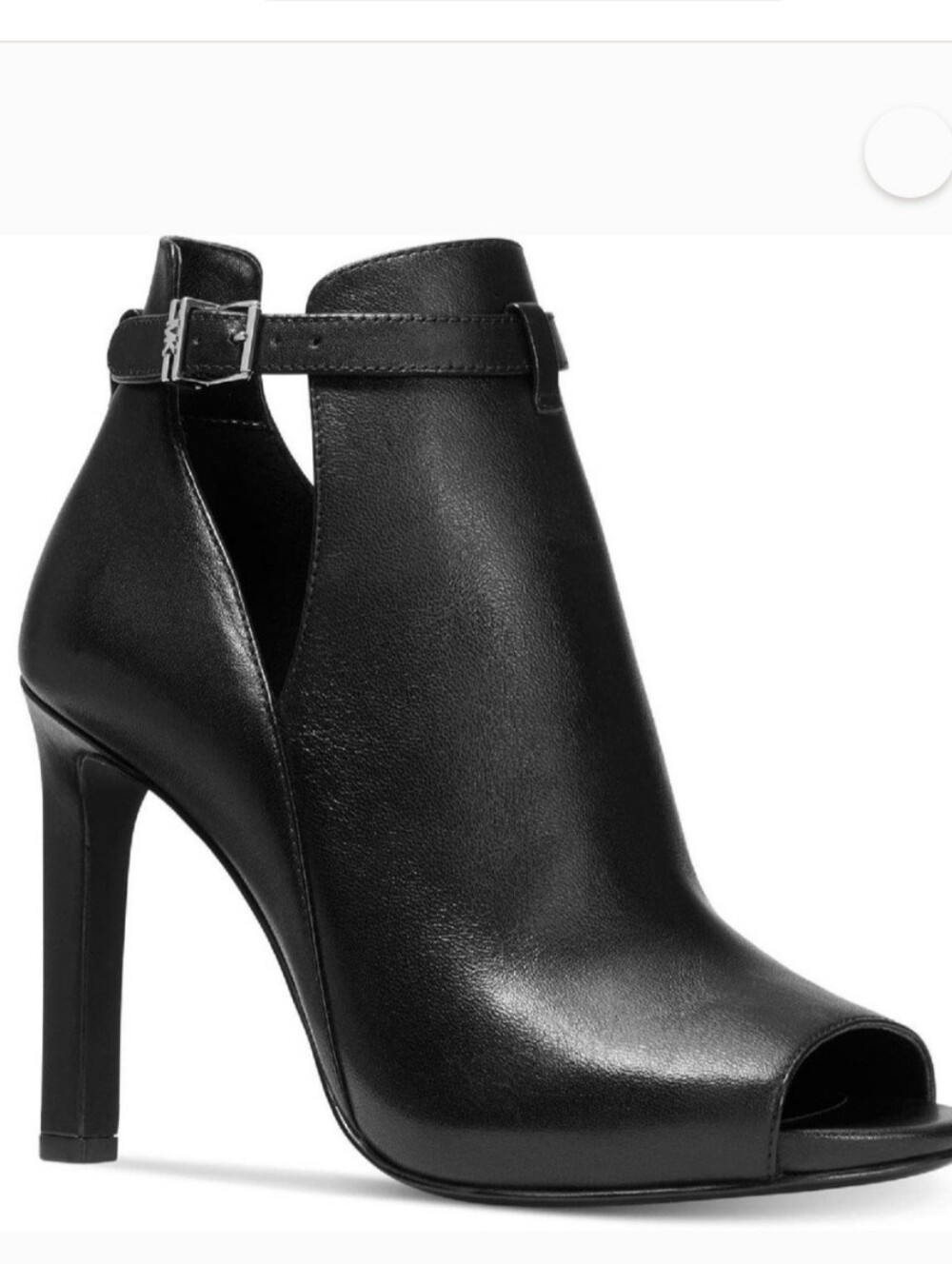 Michael Kors Lawson open-toe ankle boot in black leather.